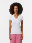 Lacoste Kadın Slim Fit V Yaka Beyaz T-Shirt