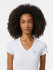 Lacoste Kadın Slim Fit V Yaka Beyaz T-Shirt