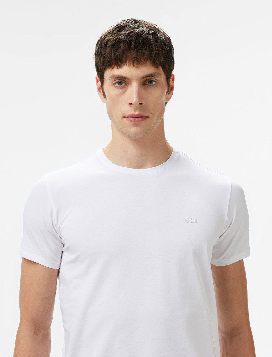 Lacoste Erkek Slim Fit Bisiklet Yaka Beyaz T-Shirt Lacoste Erkek Slim Fit Bisiklet Yaka Beyaz T-Shirt