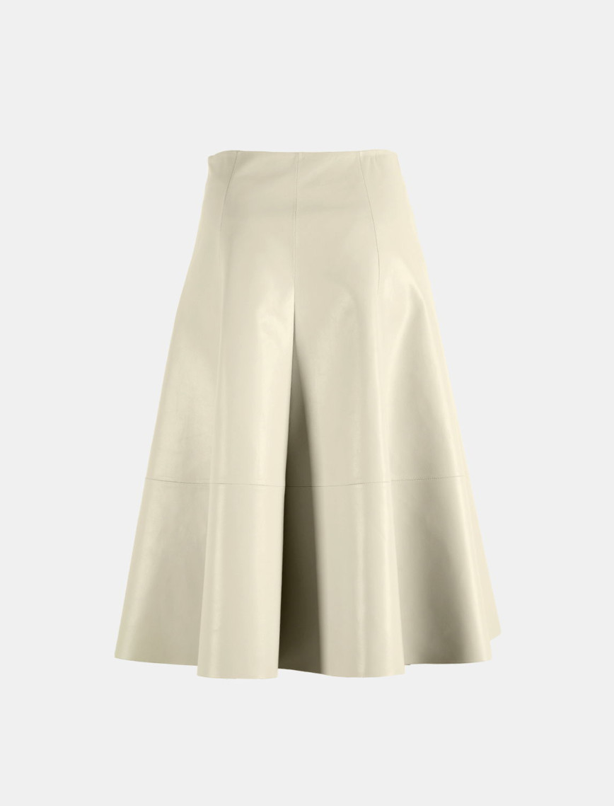 Limited Edition Kadın Krem Uzun Deri Etek Limited Edition Kadın Krem Uzun Deri Etek