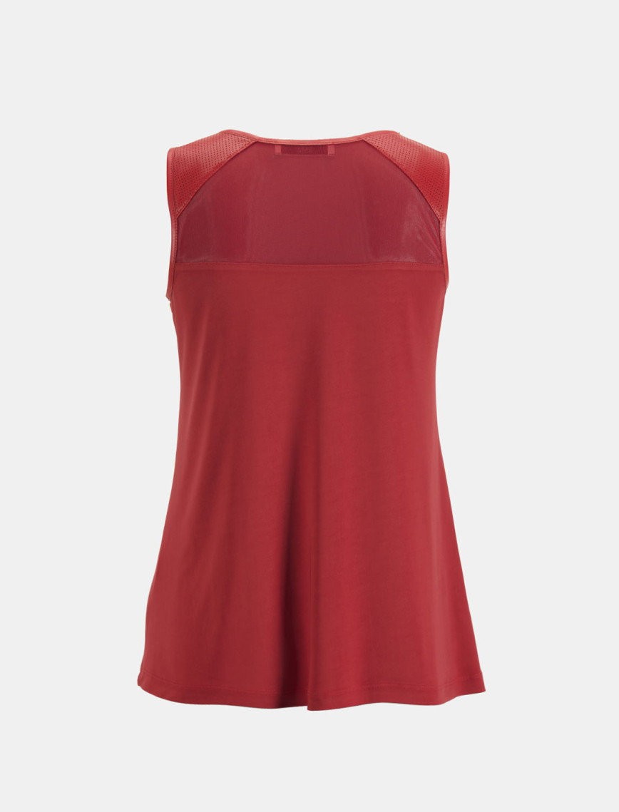 Kadın Kırmızı Deri Detaylı Perforeli Bluz