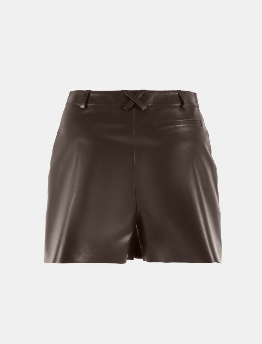 Limited Edition Kadın Kahve Deri Şort Limited Edition Kadın Kahve Deri Şort