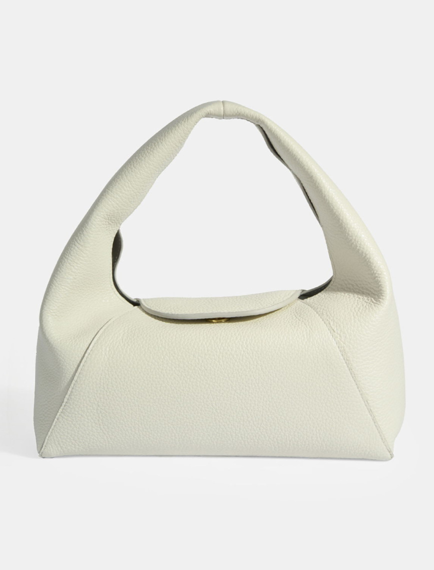 Kadın Beyaz Logo Baskılı Deri Omuz Çantası Kadın Beyaz Logo Baskılı Deri Omuz Çantası