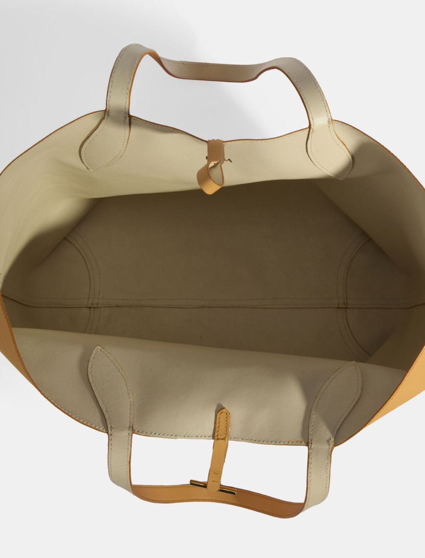 Kadın Turuncu / Bej Çift Taraflı Deri Omuz Çantası Kadın Turuncu / Bej Çift Taraflı Deri Omuz Çantası