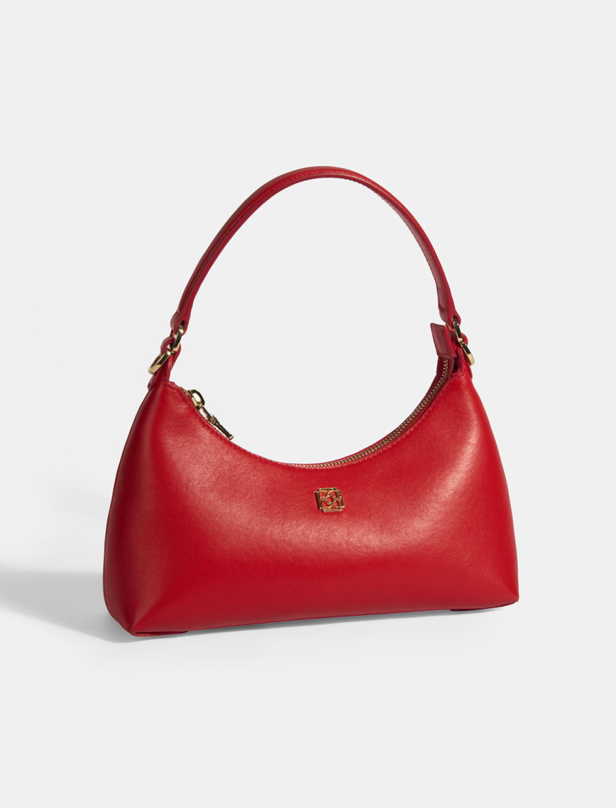 Kadın Kırmızı Omuz Askılı Mini Deri El Çantası