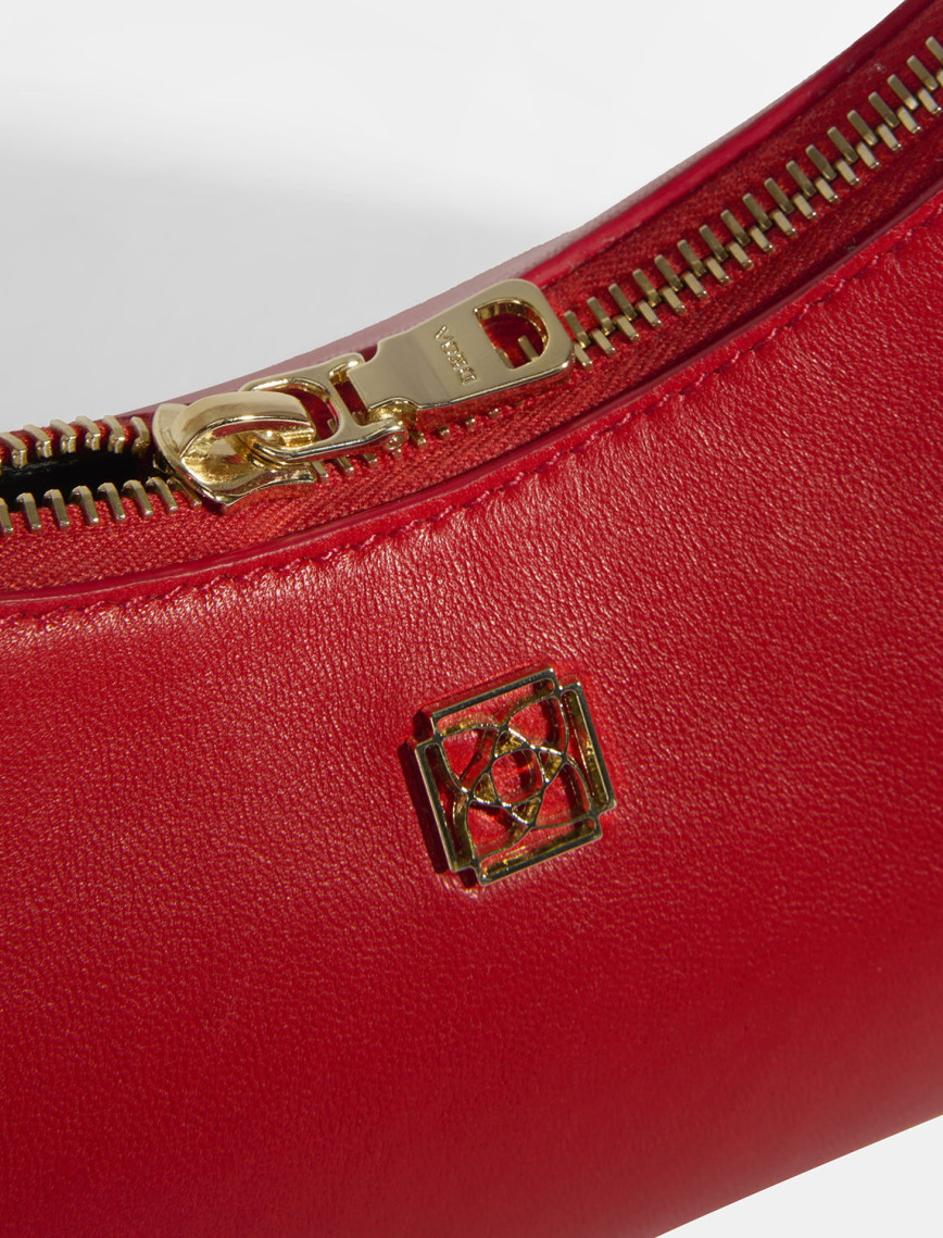 Kadın Kırmızı Omuz Askılı Mini Deri El Çantası