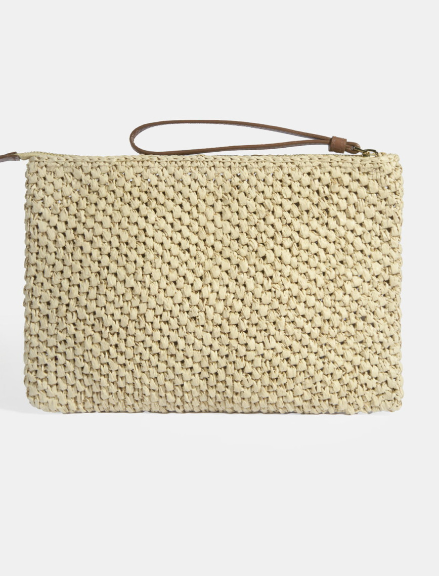 Kadın Bej Deri Detaylı Hasır El Çantası Kadın Bej Deri Detaylı Hasır El Çantası