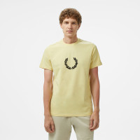 Fred Perry Flocked Laurel Wreath Gra Erkek Sarı T-Shirt Fred Perry Flocked Laurel Wreath Gra Erkek Sarı T-Shirt