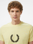 Fred Perry Flocked Laurel Wreath Gra Erkek Sarı T-Shirt Fred Perry Flocked Laurel Wreath Gra Erkek Sarı T-Shirt