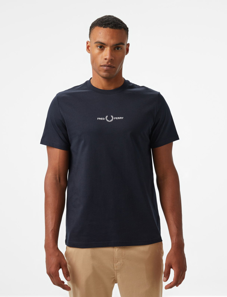 Fred Perry Embroidered Erkek Lacivert T-Shirt Fred Perry Embroidered Erkek Lacivert T-Shirt
