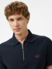 Fred Perry Crepe Pique Zip Neck Erkek Lacivert Polo
