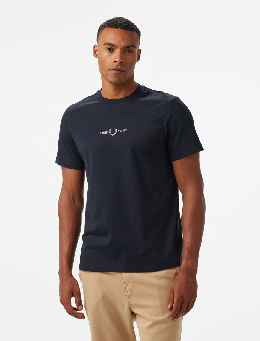 Fred Perry Embroidered Erkek Siyah T-Shirt Fred Perry Embroidered Erkek Siyah T-Shirt