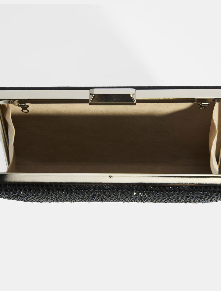 Kadın Siyah Taşlı Portföy Gece Çantası Kadın Siyah Taşlı Portföy Gece Çantası