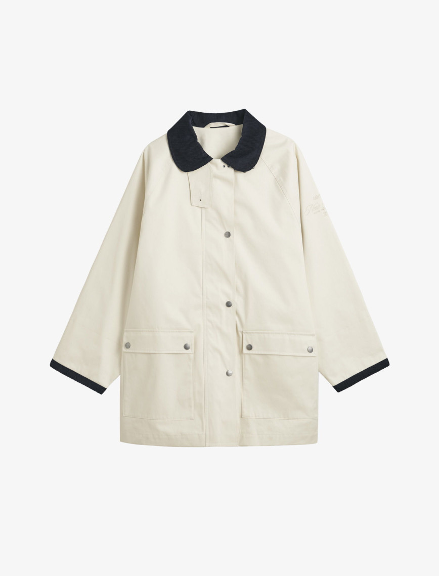 GANT Kadın Krem Relaxed Fit Klasik Yaka Ceket GANT Kadın Krem Relaxed Fit Klasik Yaka Ceket