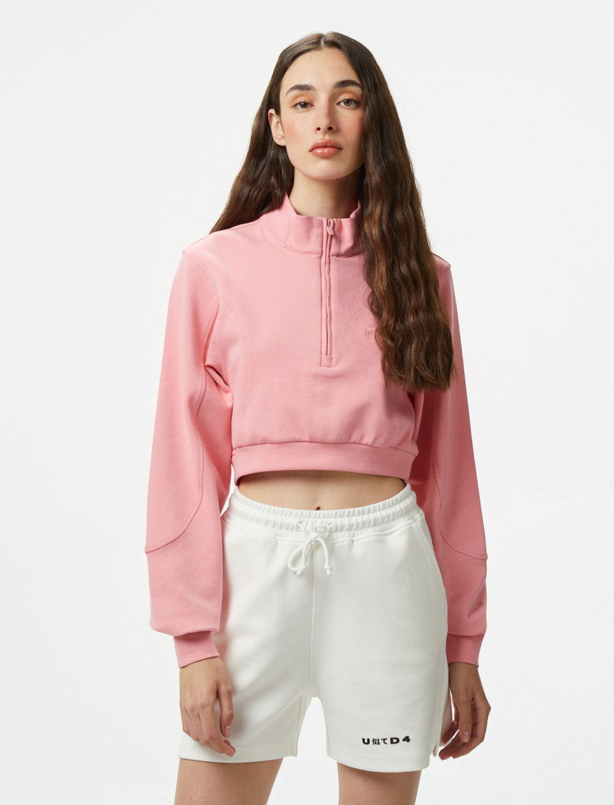 UNITED4 Örme Crop Kadın Ekru Sweatshirt UNITED4 Örme Crop Kadın Ekru Sweatshirt