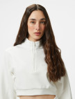 UNITED4 Örme Crop Kadın Ekru Sweatshirt UNITED4 Örme Crop Kadın Ekru Sweatshirt