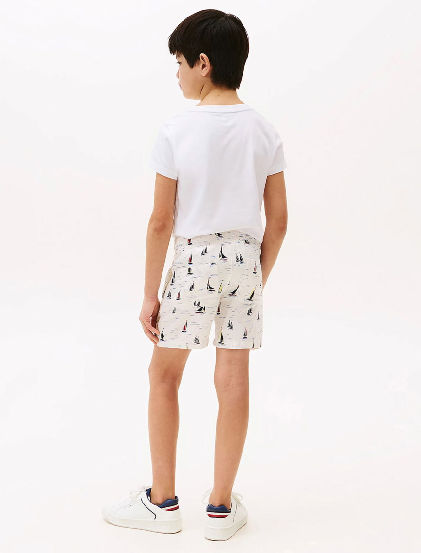 Tommy Hilfiger Print Linen Çocuk Beyaz Mayo Tommy Hilfiger Print Linen Çocuk Beyaz Mayo