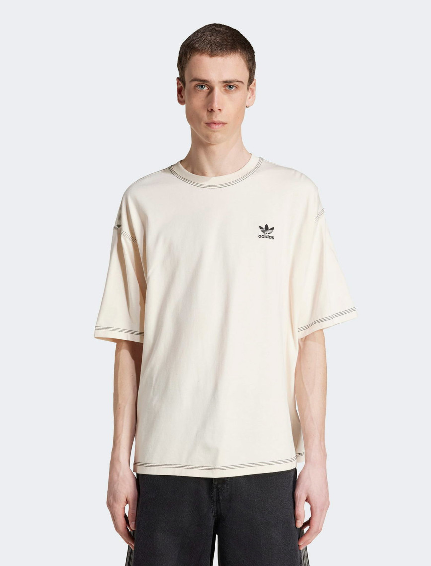 adidas Trefoil Essentials Erkek Beyaz Oversize T-Shirt adidas Trefoil Essentials Erkek Beyaz Oversize T-Shirt