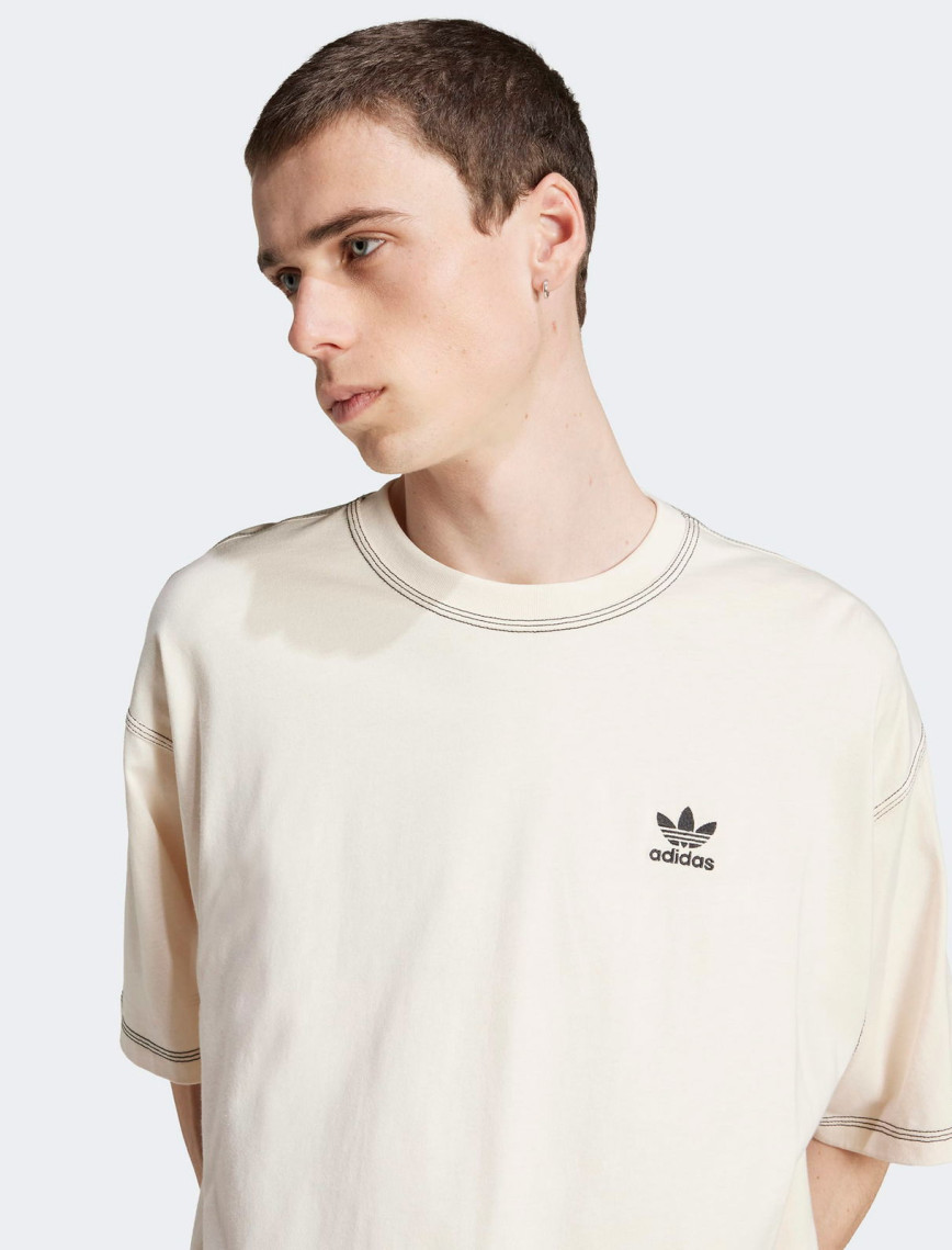 adidas Trefoil Essentials Erkek Beyaz Oversize T-Shirt adidas Trefoil Essentials Erkek Beyaz Oversize T-Shirt