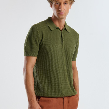 Erkek Haki %100 Koton Regular Fit Triko Polo Yaka Kazak Erkek Haki %100 Koton Regular Fit Triko Polo Yaka Kazak