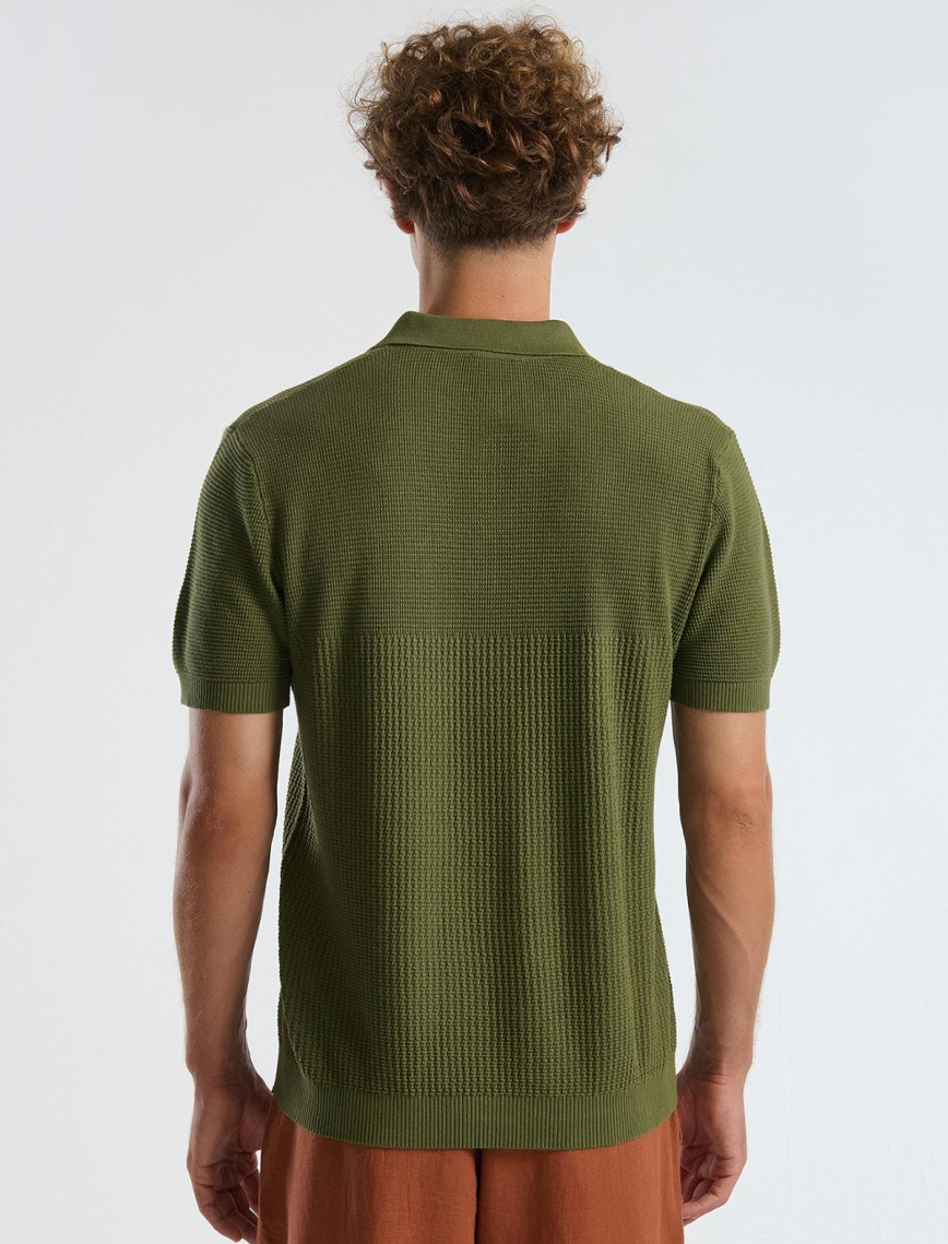 Erkek Haki %100 Koton Regular Fit Triko Polo Yaka Kazak Erkek Haki %100 Koton Regular Fit Triko Polo Yaka Kazak
