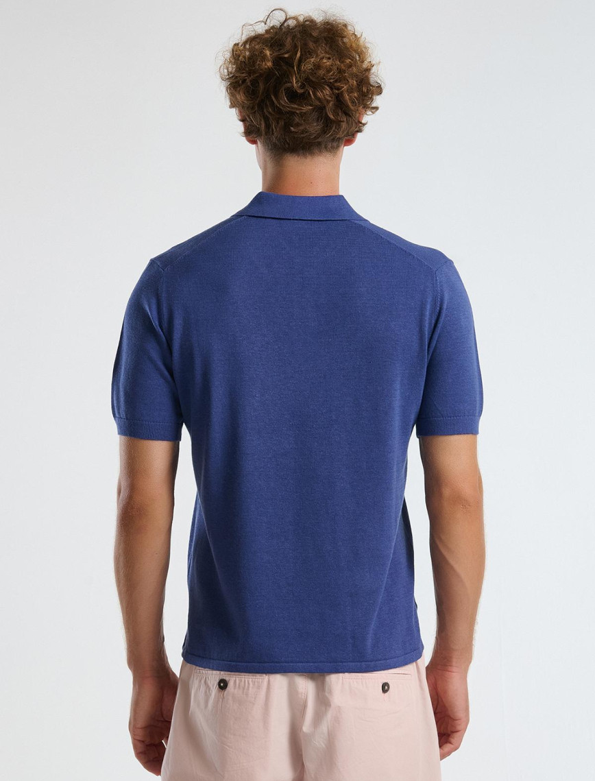 Erkek Lavanta Mavisi Kenevir Karışımlı Regular Fit Triko Polo Yaka Kısa Kollu Kazak Erkek Lavanta Mavisi Kenevir Karışımlı Regular Fit Triko Polo Yaka Kısa Kollu Kazak