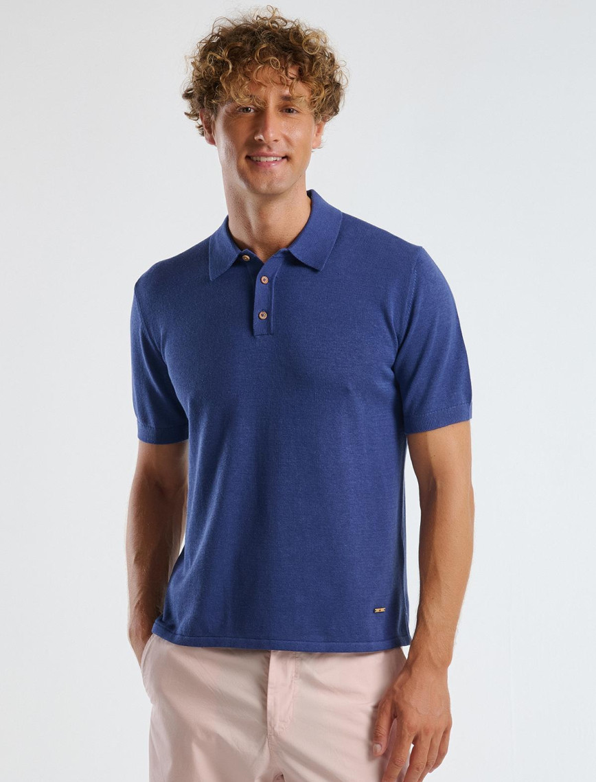 Erkek Lavanta Mavisi Kenevir Karışımlı Regular Fit Triko Polo Yaka Kısa Kollu Kazak Erkek Lavanta Mavisi Kenevir Karışımlı Regular Fit Triko Polo Yaka Kısa Kollu Kazak