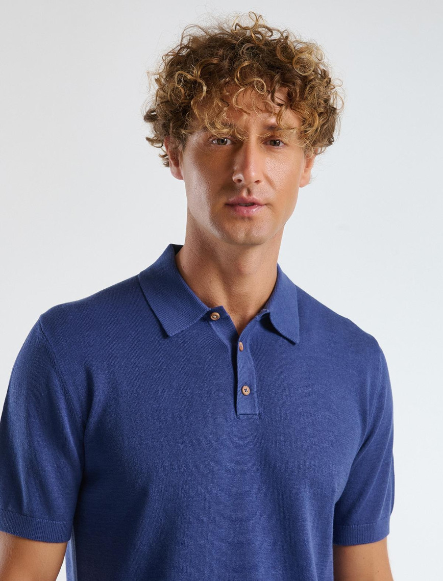 Erkek Lavanta Mavisi Kenevir Karışımlı Regular Fit Triko Polo Yaka Kısa Kollu Kazak Erkek Lavanta Mavisi Kenevir Karışımlı Regular Fit Triko Polo Yaka Kısa Kollu Kazak