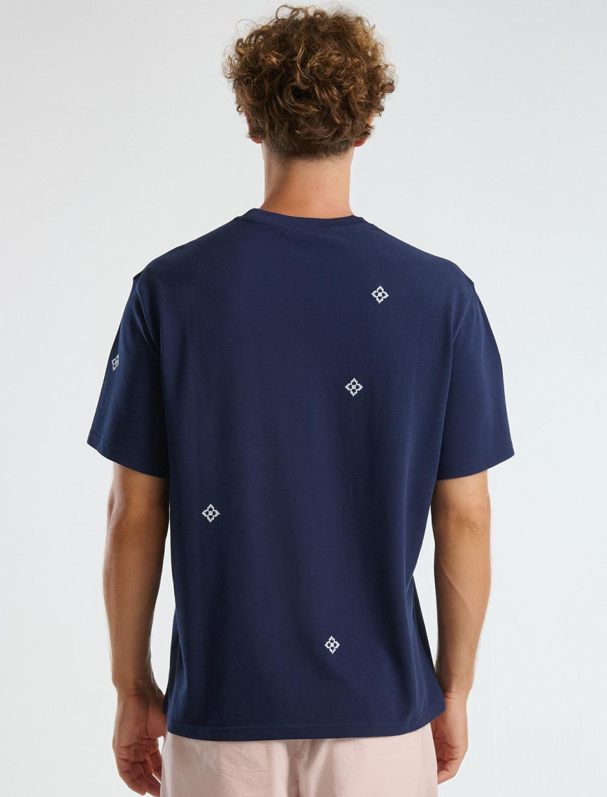 Erkek Lacivert %100 Koton Desenli Pike T-Shirt Erkek Lacivert %100 Koton Desenli Pike T-Shirt