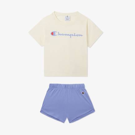 Champion Icon Çocuk Bej/Mor Şort Takım Champion Icon Çocuk Bej/Mor Şort Takım