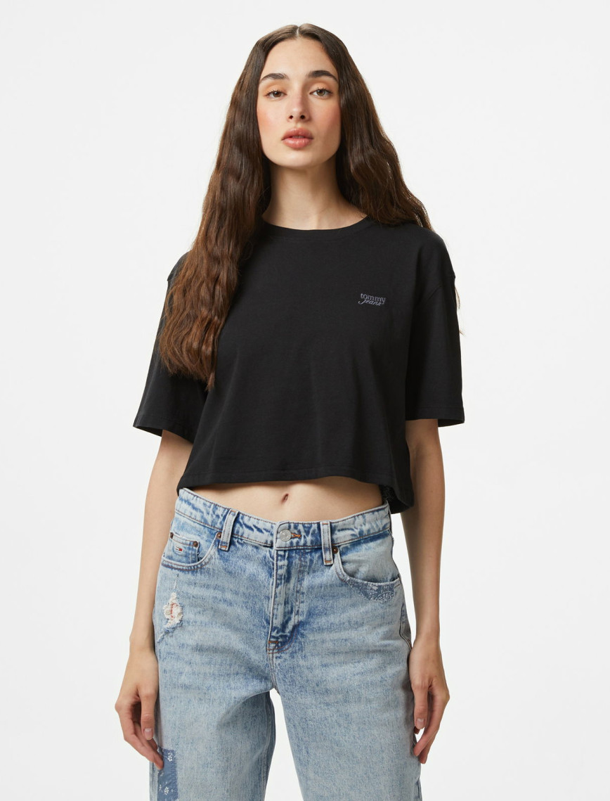Tommy Jeans Cropped Gmd Script Open Back Kadın Turuncu T-Shirt Tommy Jeans Cropped Gmd Script Open Back Kadın Turuncu T-Shirt