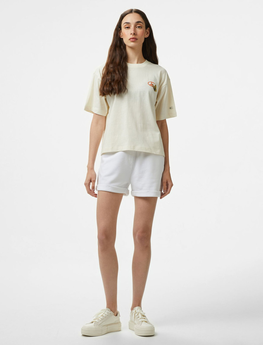 Champion Eco Future Cuffed Kadın Beyaz T-Shirt