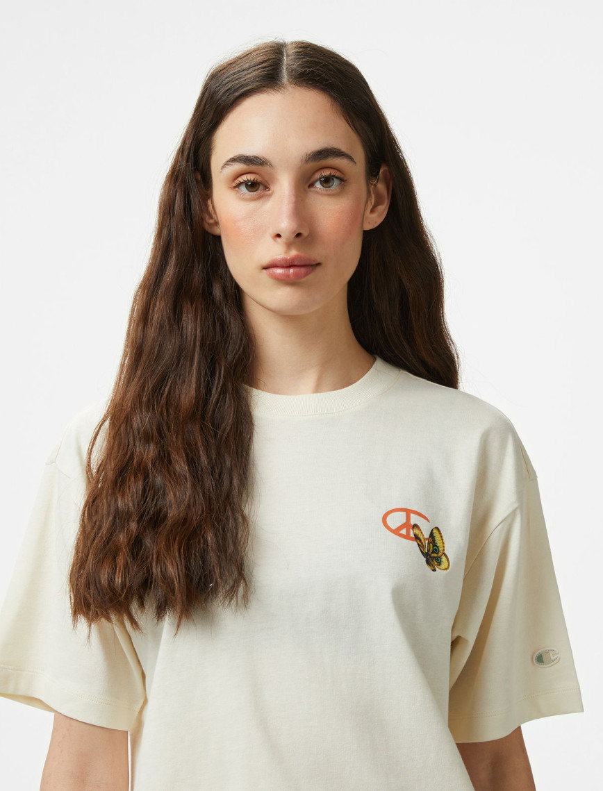 Champion Eco Future Cuffed Kadın Beyaz T-Shirt