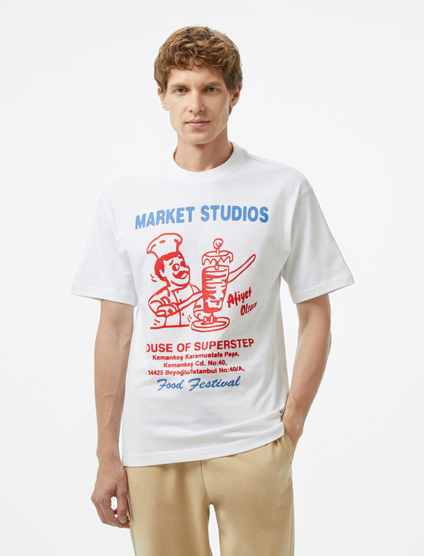 Market x HOSS Doner Erkek Beyaz T-Shirt Market x HOSS Doner Erkek Beyaz T-Shirt