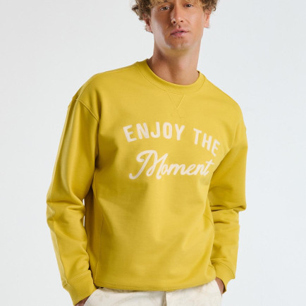 Erkek Sarı Pamuk Karışımlı Önü Yazı Baskılı Relax Fit Sweatshirt Erkek Sarı Pamuk Karışımlı Önü Yazı Baskılı Relax Fit Sweatshirt