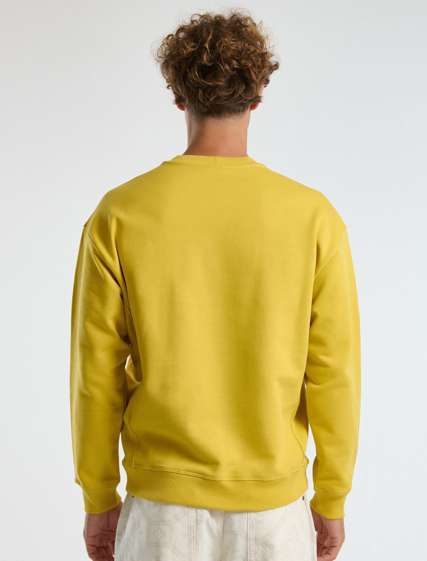 Erkek Sarı Pamuk Karışımlı Önü Yazı Baskılı Relax Fit Sweatshirt Erkek Sarı Pamuk Karışımlı Önü Yazı Baskılı Relax Fit Sweatshirt