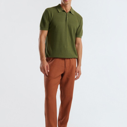 Erkek Koyu Kahverengi %100 Keten Beli İpli Pantolon Erkek Koyu Kahverengi %100 Keten Beli İpli Pantolon