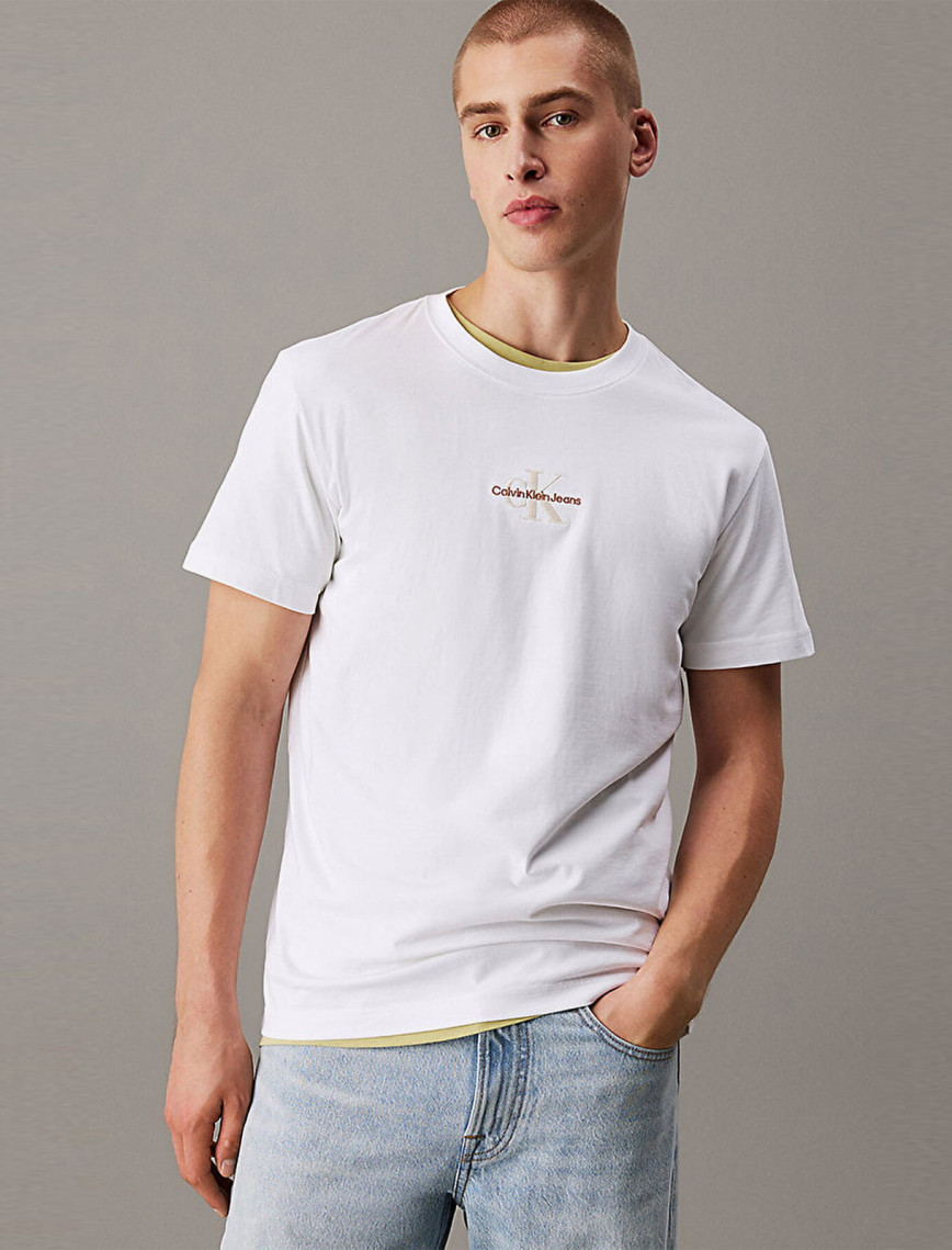 Calvin Klein Jeans Monologo Erkek Beyaz T-Shirt Calvin Klein Jeans Monologo Erkek Beyaz T-Shirt
