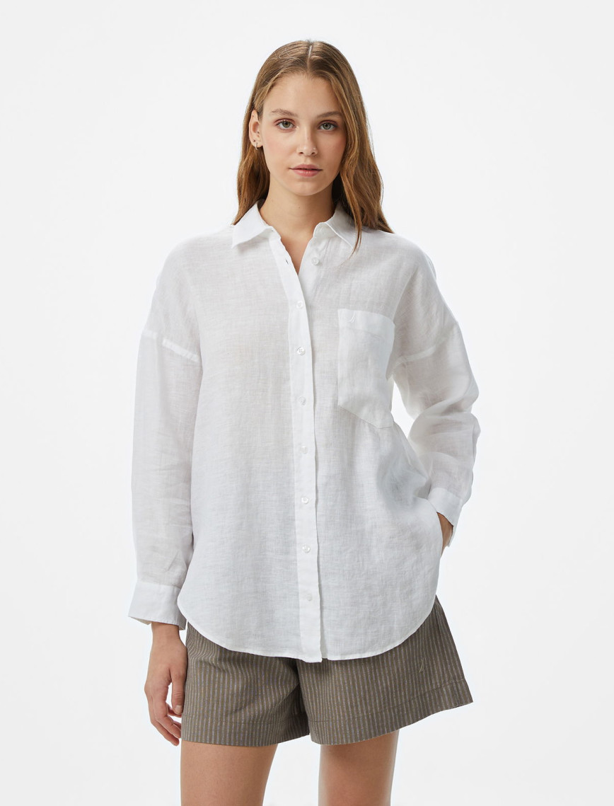 Nautica Kadın Beyaz Regular Fit Gömlek Nautica Kadın Beyaz Regular Fit Gömlek