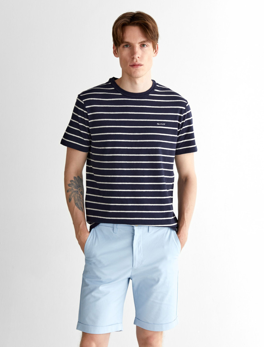 GANT Erkek Lacivert Regular Fit Bisiklet Yaka Çizgili T-Shirt GANT Erkek Lacivert Regular Fit Bisiklet Yaka Çizgili T-Shirt