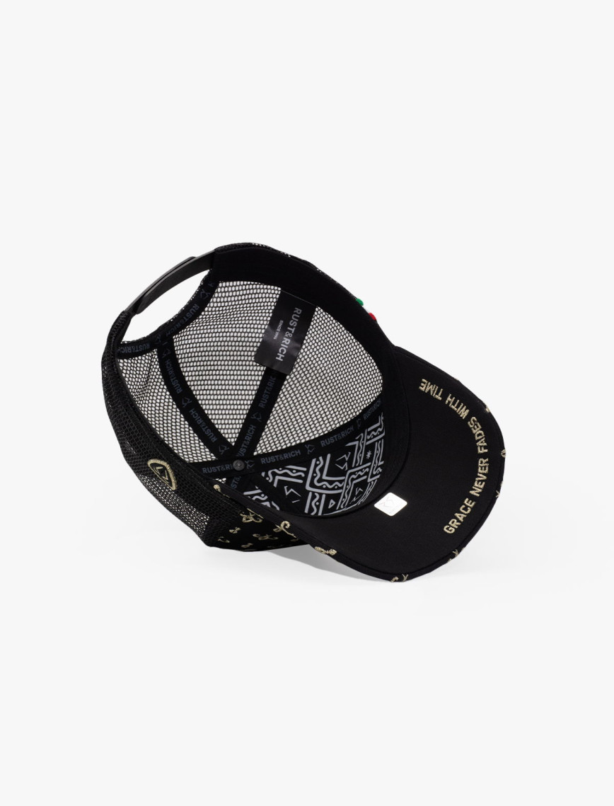 RustandRich Kadın Erkek Siyah/Gold Trucker Şapka-Premium Collection-Regalia RustandRich Kadın Erkek Siyah/Gold Trucker Şapka-Premium Collection-Regalia