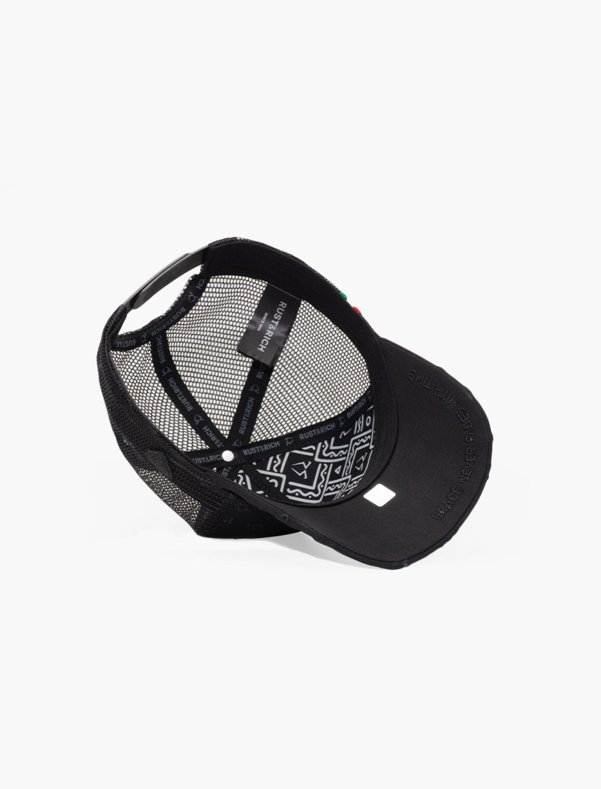 RustandRich Kadın Erkek Siyah Trucker Şapka-Premium Collection-Regalia