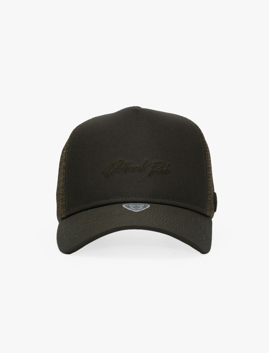 RustandRich Kadın Erkek Haki Trucker Şapka-Timeless Collection-Casual RustandRich Kadın Erkek Haki Trucker Şapka-Timeless Collection-Casual