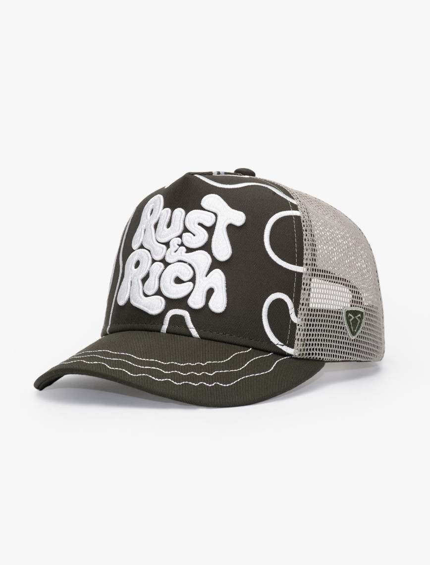 RustandRich Kadın Erkek Haki Trucker Şapka-Urban Collection-Line