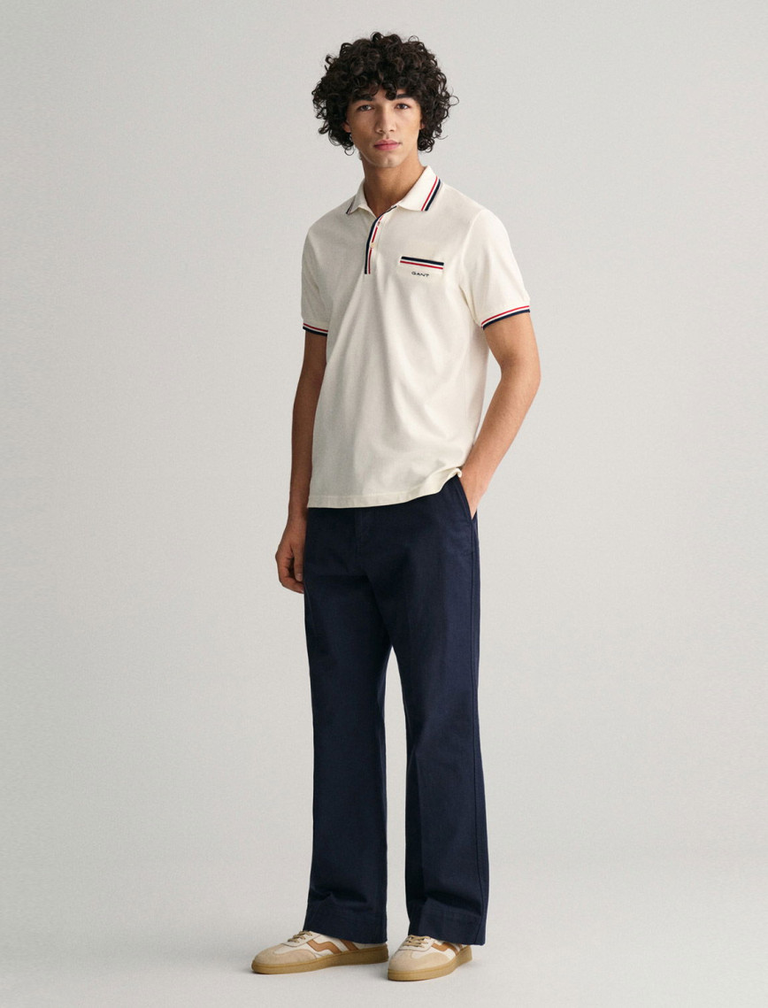 GANT Erkek Krem Regular Fit Çizgili Polo GANT Erkek Krem Regular Fit Çizgili Polo