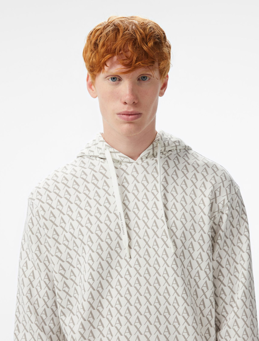 Armani Exchange Erkek Beyaz Kapüşonlu Sweatshirt