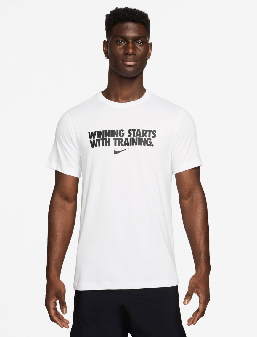 Nike Dri-Fit Winning Erkek Beyaz T-Shirt