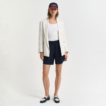 GANT Kadın Lacivert Relaxed Fit Keten Şort