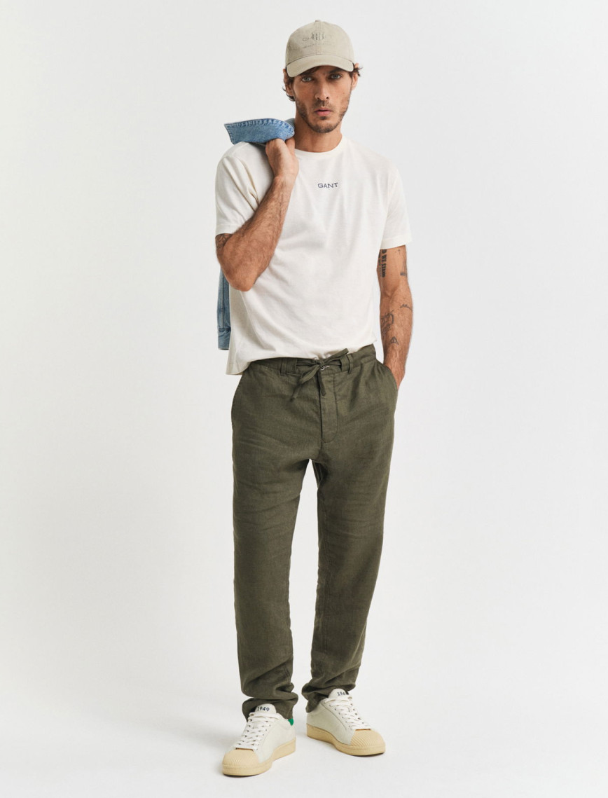 GANT Erkek Bej Relaxed Fit Keten Pantolon GANT Erkek Bej Relaxed Fit Keten Pantolon