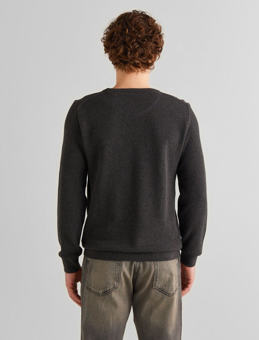 GANT Erkek Gri Regular Fit Bisiklet Yaka Kazak GANT Erkek Gri Regular Fit Bisiklet Yaka Kazak